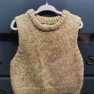 Cozy Tan Knit Sweater Vest for Kids